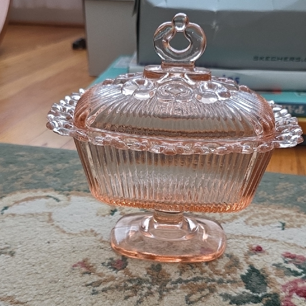 Elegant Pink Glass Candy Dish